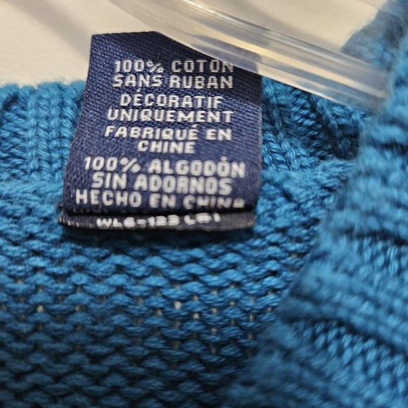 Chaps Ralph Lauren Sweater Mens XLT V-Neck Pullover Cotton Knit Turquoise - Picture 6 of 8